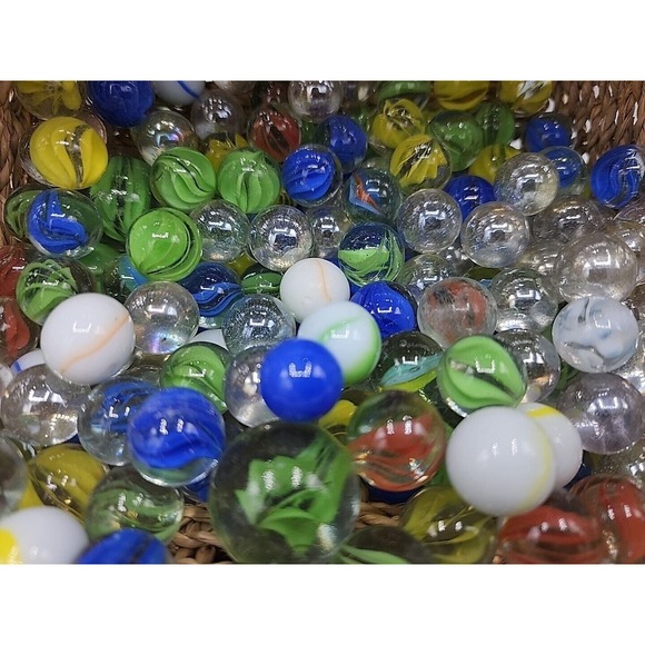 Marbles Mixed Lot More Than 2lbs White Orange Clear Cats Eyes Green & More - Picture 2 of 6